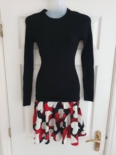 BOUTIQUE MOSCHINO Contrast Knit Dress 100% Wool Ladies Size IT 40/UK 8