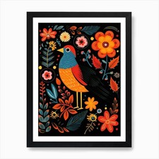 Folk bird illustration - folk, cowbird