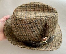 Yorkshire Tweed Wool Lady’s Fedora Hat With Feather M&S New Small/Medium Size