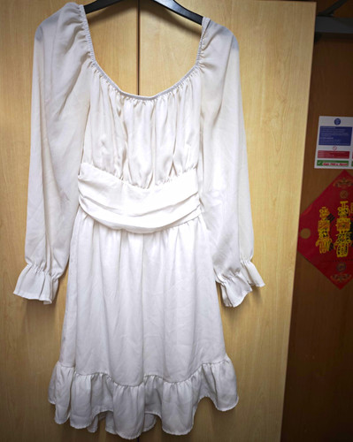 White smocked ruffle mini - smocked,