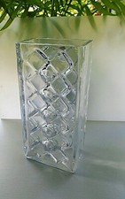 VINTAGE  WMF BLEIKRISTAL PRESSED CLEAR CRYSTAL GLASS VASE DESIGNED BY ERIC JACHM