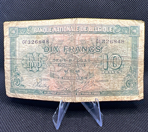 Belgium francs 1943 tien - 1943, "tien