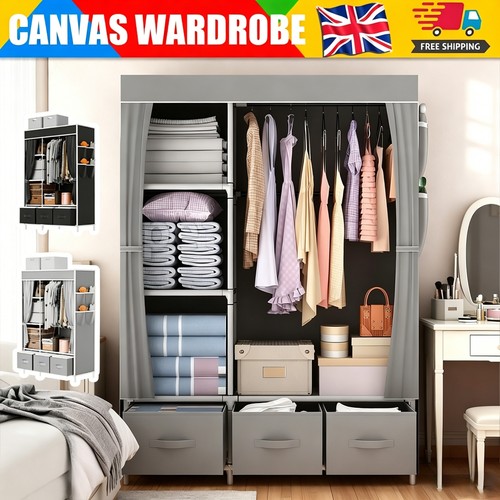 Large fabric canvas wardrobe - large,