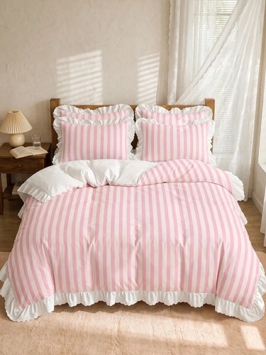 3pcs ruffle pink striped - 2/3pcs,
