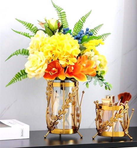 Gold iron vase with - vase,