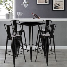 Metal Iron High Bar Table Chairs Breakfast Dining Pub Stools Kitchen Furniture