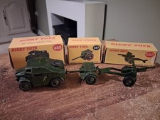 DINKY #688,687,686 ARTILLERY TRACTOR, TRAILER, 25 POUND FIELD GUN SET.