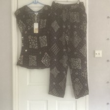 East Ladies Pure Silk Palazzo Wide Leg Trousers & Silk Top Size 10 Brand New