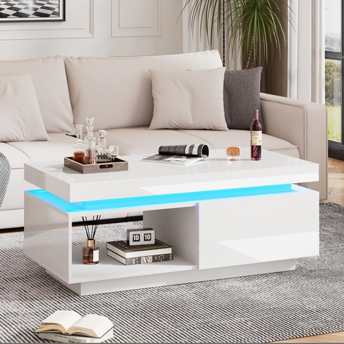 Led coffee table with - with, drawer