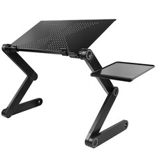 Foldable Laptop Stand Riser Adjustable Height Metal Table DJ for Sofa Bed Office