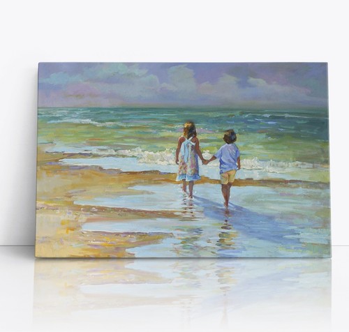 Children walking beach - children,