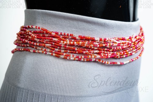 Red small waist beads cotton - small,