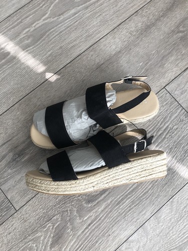 Ladies black espadrilles - black,