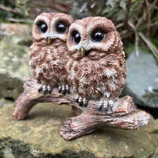 Vivid Arts Tawny Owls on Branch Garden Ornament Realistic Weather Resistant
