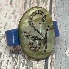 Celluoid scarf ring with butterfly motif - studded diamante design