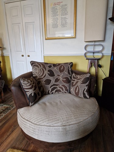Brown swivel cuddle chair - brown, love