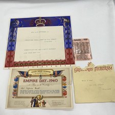 ephemera bundle, 1940 Empire Day & ER GPO Greetings Telegram