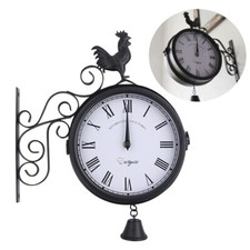 30cm Double Sided Station Wall Clock Bracket Hanging Wall Clock Outdoor Garden