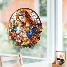 Virgin Mary Holding Baby Jesus Window Cling Home Spring Summer Static Cling