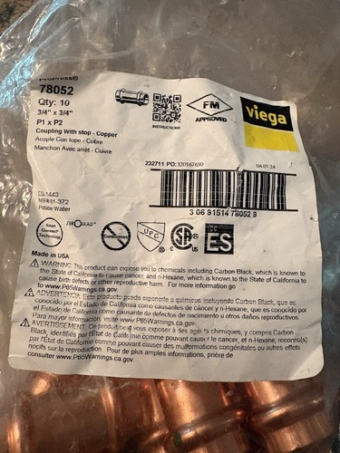 Viega 78052 propress inch - propress, 3/4-inch