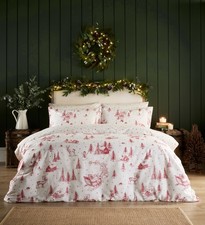 Vantona Essentials Range Santa Toile Duvet Cover Set - Pink