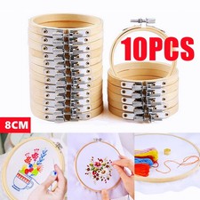 10PCS DIY 3" Wooden Bamboo Embroidery Cross Stitch RingCircle Hoop Frames Craft