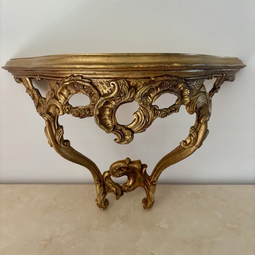 Vintage gold rococo wall shelf - gold,