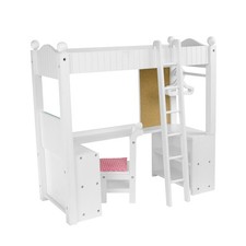 White Doll Bunk Bed with Desk
