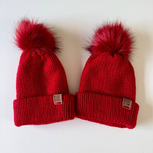 Handmade baby hat dark red - hat,