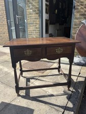 Early Georgian Solid Oak Writing Desk / Console Table with 2 Drawers