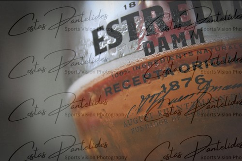 Estrella damm beer glass close - damm,