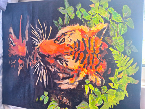 Tiger painting canvas board - on, canvas/board