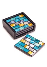 Handmade Square Coasters in Turquoise and Gold Mosaic Set of 4 MC60