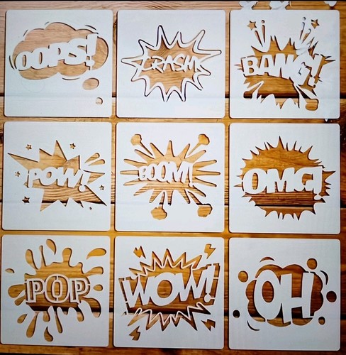 9pcs action words - action, stencil