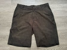 Nike Golf Tour Performance Dri Fit Men’s Charcoal / Grey Check Shorts Waist 34in