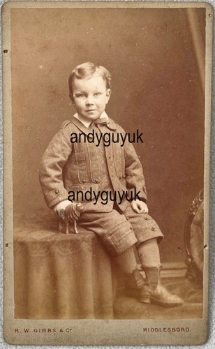 Cdv boy holding toy - cdv,