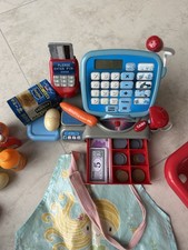 Toy Shopping Till Cash Register Food Basket Pretend Play Set for Kids Play Money