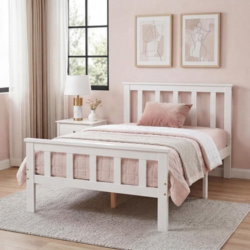 Durable white wooden single - wooden,