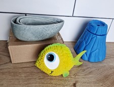 Kids Bath toy Bundle - Lanco Fish, Tinti Volcano and Yellow Door rustic pourers
