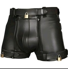 MEN'S LEATHER CHASTITY SHORTS