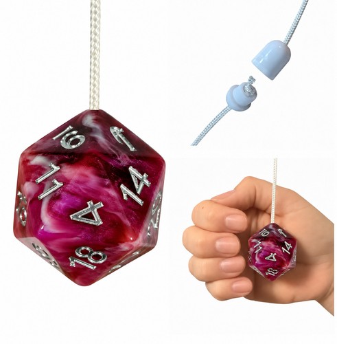 Pink d20 poly dice light - poly, pull