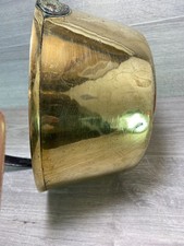 antique brass jam pot early Victorian  cast iron fixed handle 2.9kg 27cm display