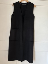 Zara Ladies Black Longline Sleeveless Felted Gilet Size S