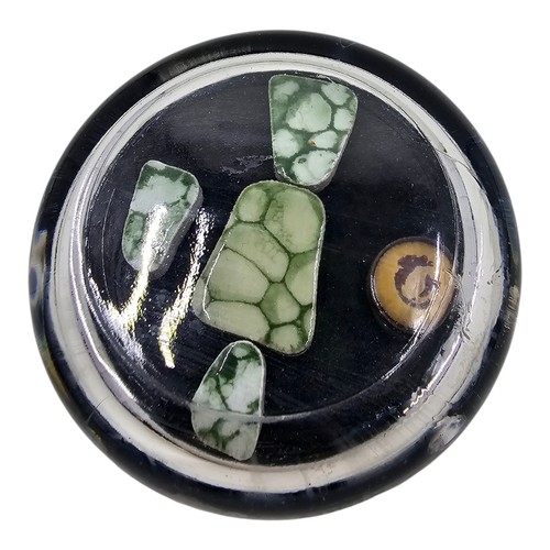 Glass dome paperweight green - paperweight,
