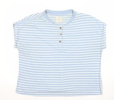 Fat Face Womens Blue Striped Cotton Relaxed T-Shirt Size 16