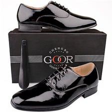 Mens Black Patent Shoes Leather Lined Formal Wedding Suit Smart 6 - 14