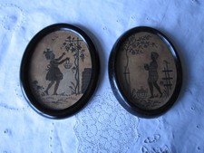 Two Antique Ebonised Oval
