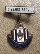 National Savings 15 Years Service Enamel Pin Badge By Fattorini Birmingham