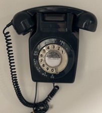 RESTORED GPO 741 WALL MOUNTED ROTARY DIAL TELEPHONE  - NEW CASE  - CONCORD BLUE