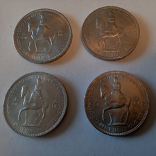 1953 x 4Queen Elizabeth II Coronation Crowns Commemorative Five 5 Shilling Coin